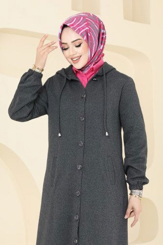 moda selvim Overcoat 320DVL817 Anthracite - Thumbnail