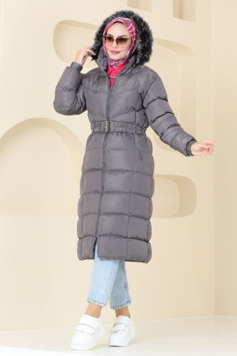 moda selvim Overcoat / Coat 4023AL357 Anthracite - Thumbnail