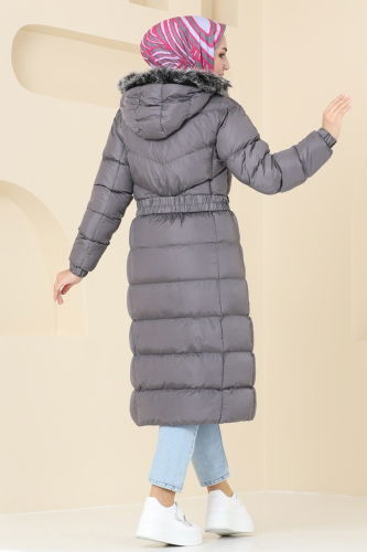 moda selvim Overcoat / Coat 4023AL357 Anthracite - Thumbnail