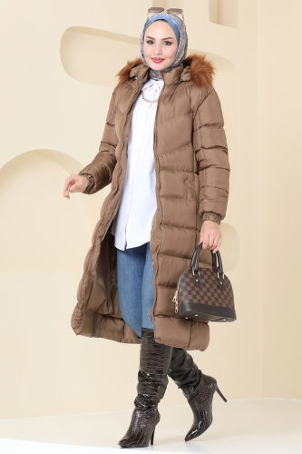 moda selvim Overcoat / Coat 4023AL357 Brown - Thumbnail