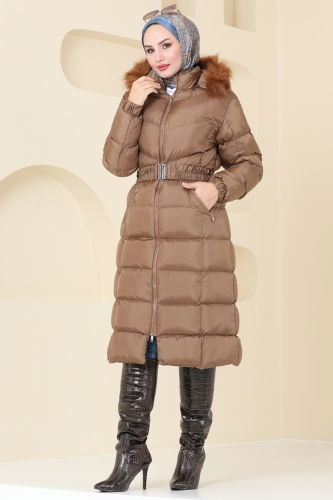 moda selvim Overcoat / Coat 4023AL357 Brown - Thumbnail