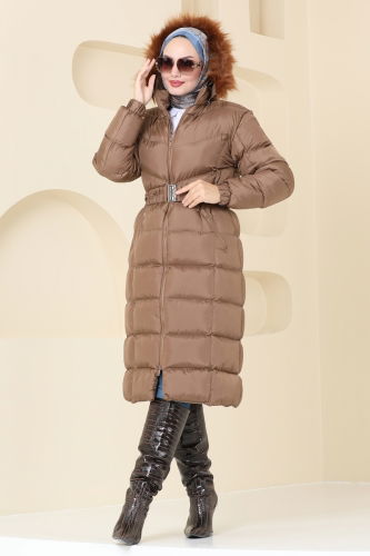 moda selvim Overcoat / Coat 4023AL357 Brown - Thumbnail