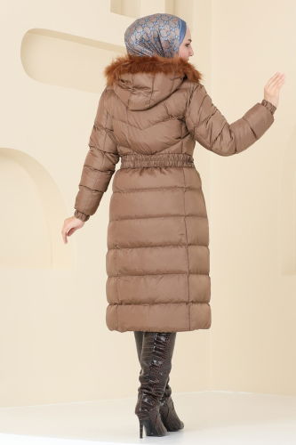 moda selvim Overcoat / Coat 4023AL357 Brown - Thumbnail