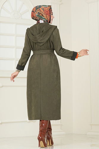 moda selvim Overcoat 4398AL357 Khaki - Thumbnail