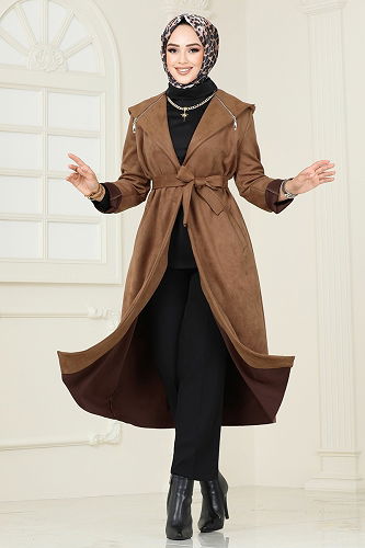 moda selvim Overcoat 4398AL357 Tan - Thumbnail