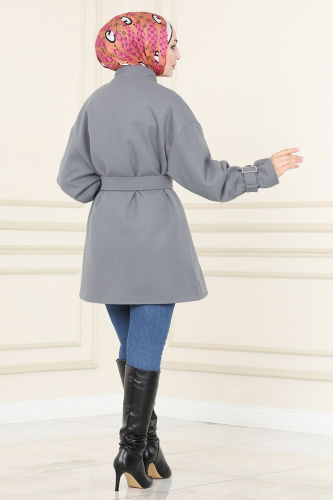 moda selvim Overcoat / Coat 4615MDH809 Gray - Thumbnail