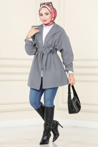 moda selvim OVERCOAT / COAT 4615MDH809 Gray - Thumbnail