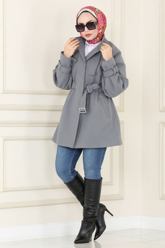 moda selvim Overcoat / Coat 4615MDH809 Gray - Thumbnail