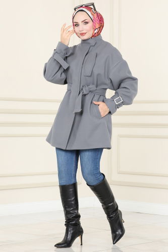 moda selvim OVERCOAT / COAT 4615MDH809 Gray - Thumbnail