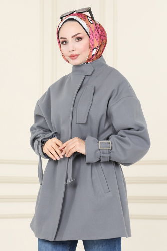 moda selvim Overcoat / Coat 4615MDH809 Gray - Thumbnail