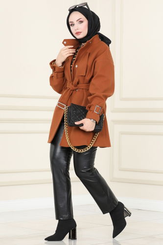 moda selvim Overcoat / Coat 4615MDH809 Tan - Thumbnail