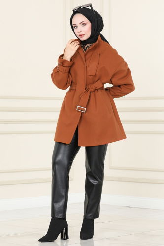 moda selvim Overcoat / Coat 4615MDH809 Tan - Thumbnail