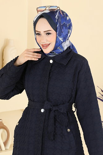 moda selvim Overcoat / Coat 5014DFL152 Navy Blue - Thumbnail