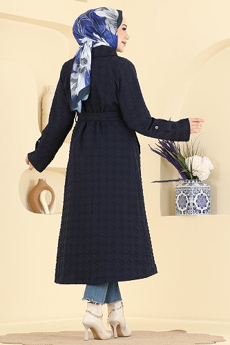 moda selvim Overcoat / Coat 5014DFL152 Navy Blue - Thumbnail