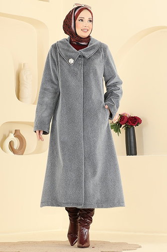 moda selvim معطف /كاب رمادي غامق 5018DFL152 - Thumbnail