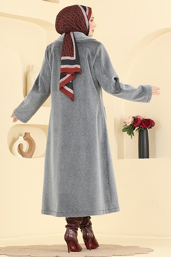 moda selvim معطف /كاب رمادي غامق 5018DFL152 - Thumbnail