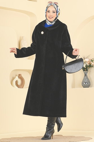 moda selvim Overcoat / Coat 5018DFL152 Black - Thumbnail