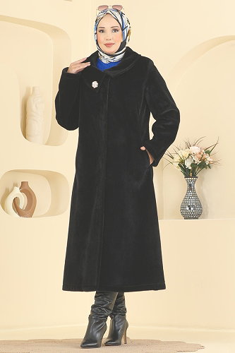 moda selvim Overcoat / Coat 5018DFL152 Black - Thumbnail