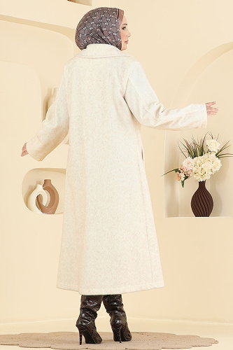moda selvim Overcoat / Coat 5018DFL152 Stone - Thumbnail