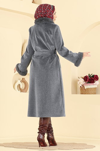 moda selvim Overcoat / Coat 5022DFL152 Anthracite - Thumbnail