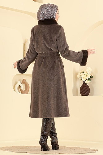 moda selvim Overcoat / Coat 5022DFL152 Brown - Thumbnail