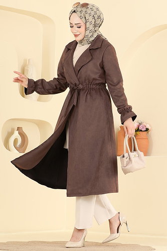 moda selvim Overcoat / Coat 5780EDF311 Bitter Brown - Thumbnail
