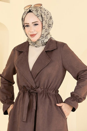 moda selvim معطف /كاب بني غامق 5780EDF311 - Thumbnail