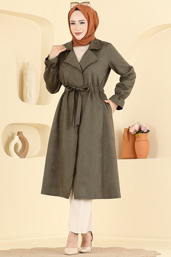 moda selvim Overcoat / Coat 5780EDF311 Khaki - Thumbnail