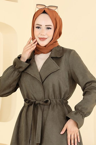 moda selvim Overcoat / Coat 5780EDF311 Khaki - Thumbnail