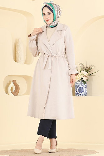 moda selvim Overcoat / Coat 5780EDF311 Stone - Thumbnail