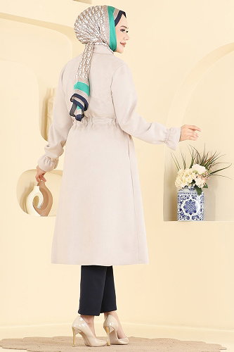 moda selvim Overcoat / Coat 5780EDF311 Stone - Thumbnail