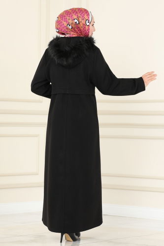 moda selvim Overcoat / Coat 6520YG95 Black - Thumbnail