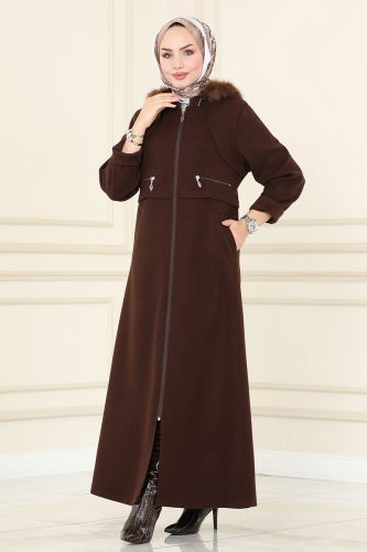 moda selvim Overcoat / Coat 6520YG95 Brown - Thumbnail