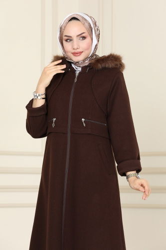 moda selvim Overcoat / Coat 6520YG95 Brown - Thumbnail