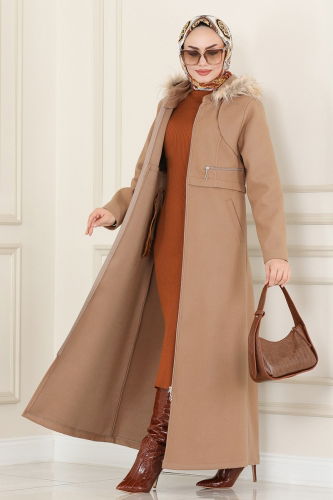 moda selvim Overcoat / Coat 6520YG95 Latte - Thumbnail