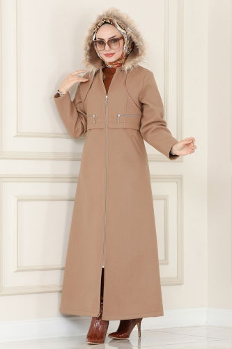 moda selvim Overcoat / Coat 6520YG95 Latte - Thumbnail