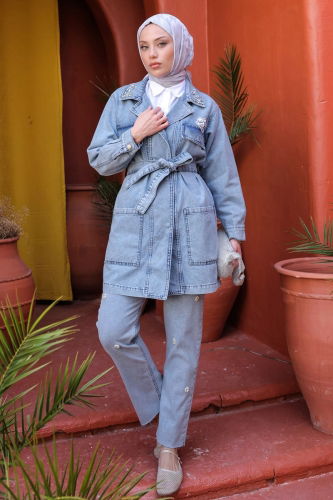 moda selvim OVERCOAT / COAT 6959MGZ859 Light Denim - Thumbnail