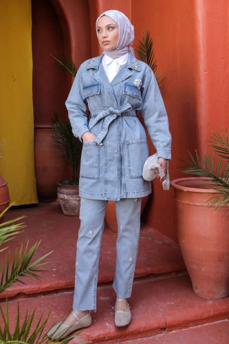 moda selvim OVERCOAT / COAT 6959MGZ859 Light Denim - Thumbnail