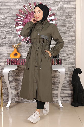 moda selvim Overcoat / Coat MİH15900-M Khaki - Thumbnail