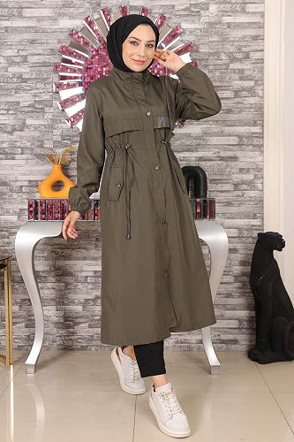 moda selvim معطف /كاب اخضر عفني MİH15900-M - Thumbnail