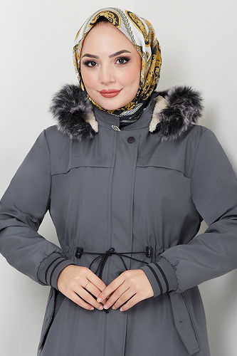 moda selvim معطف /كاب رمادي غامق MSS0853-M - Thumbnail