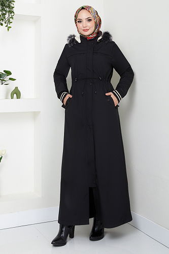 moda selvim Overcoat / Coat MSS0853-M Black - Thumbnail