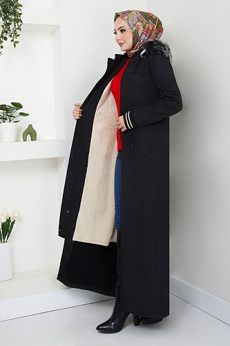 moda selvim Overcoat / Coat MSS0853-M Black - Thumbnail