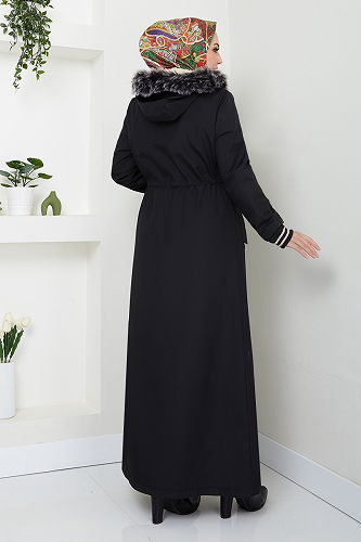 moda selvim معطف /كاب أسود MSS0853-M - Thumbnail