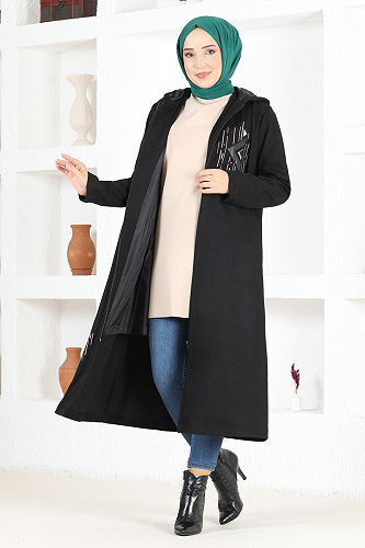 moda selvim OVERCOAT MSL0105-M Black Crocodile - Thumbnail
