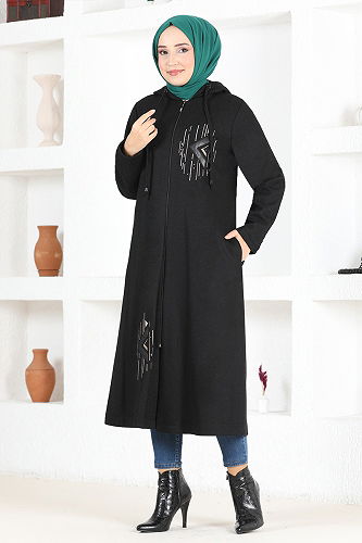 moda selvim كاب أسود نمط التمساح MSL0105-M - Thumbnail