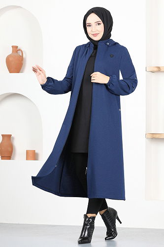 moda selvim Overcoat MSL1175-M Navy Blue - Thumbnail