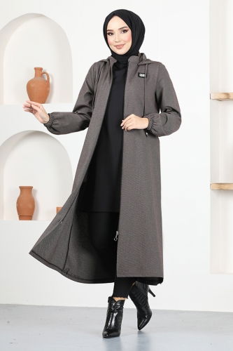 moda selvim Overcoat MSL208 Brown - Thumbnail