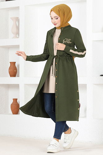 moda selvim OVERCOAT MSV7039-M Haki - Thumbnail