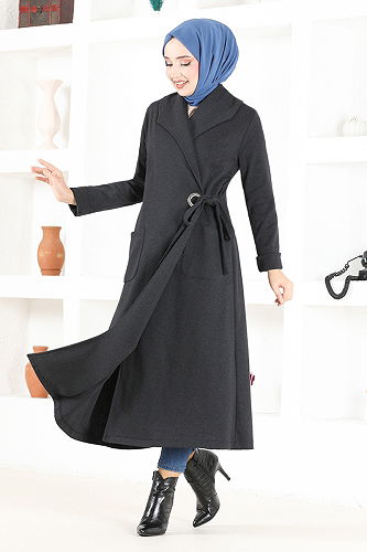 moda selvim كاب رمادي غامق NYA2411-M - Thumbnail